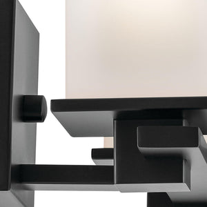 Baxter 32" Four Lights Vanity Light, Satin Etched Cased Opal Glass / Black