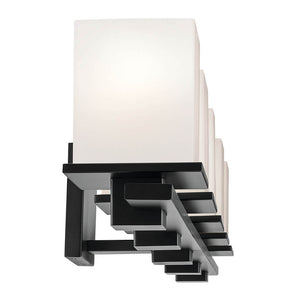 Baxter 40" Five Lights Vanity Light, Satin Etched Cased Opal Glass / Black