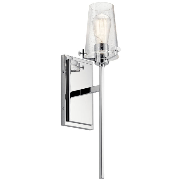 Buster 5" One Light Wall Sconce, Clear Seeded Glass / Chrome