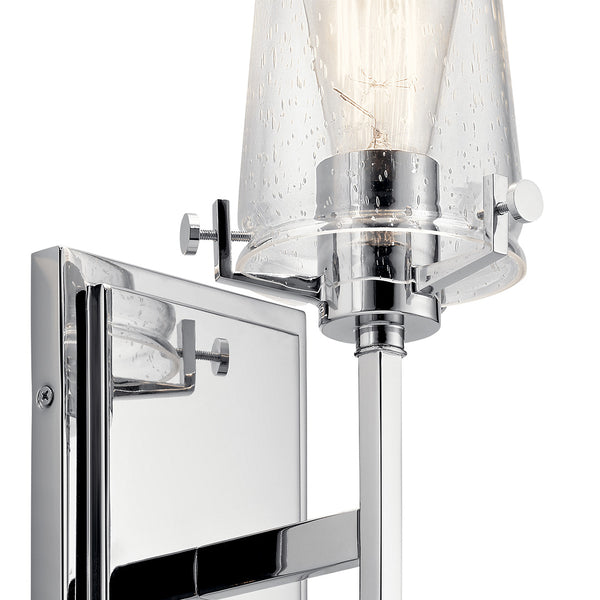 Buster 5" One Light Wall Sconce, Clear Seeded Glass / Chrome