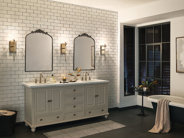 Buster 5" Light Wall Sconce, Clear Seeded Glass / Champagne Bronze