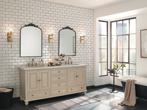 Buster 5" Light Wall Sconce, Clear Seeded Glass / Champagne Bronze