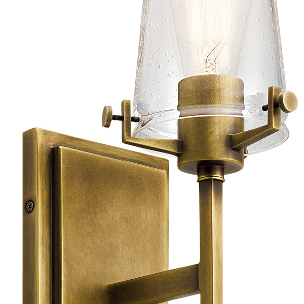 Buster 5" One Light Wall Sconce, Clear Seeded Glass / Natural Brass