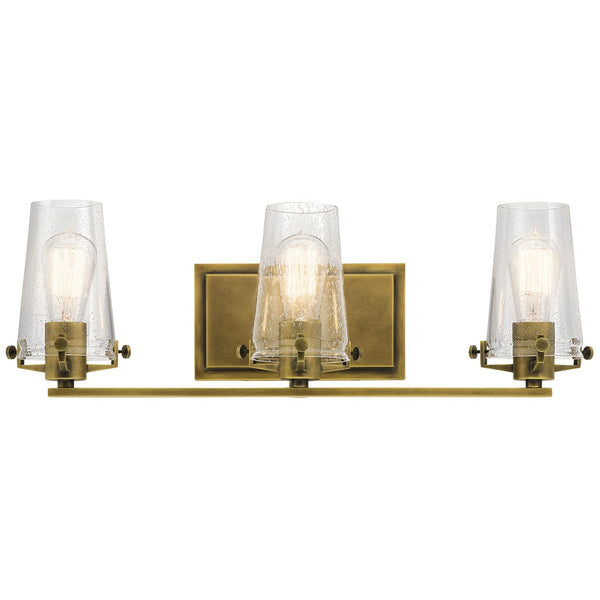 Buster 24" Three Lights Vanity Light, Natural Brass