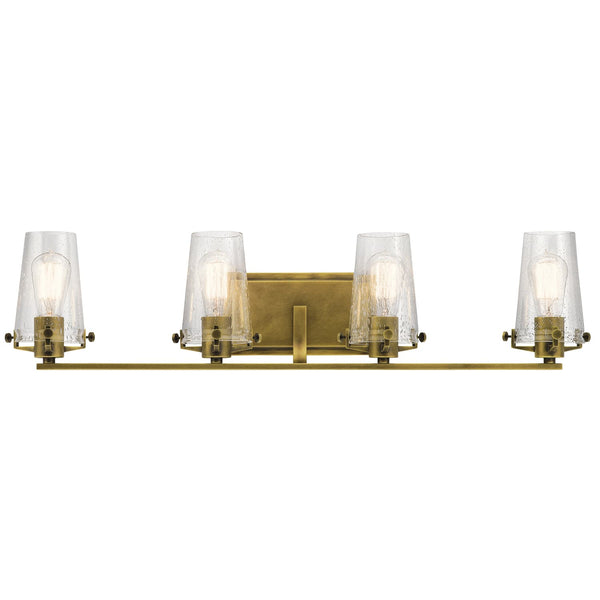 Buster 34" Four Lights Vanity Light, Natural Brass