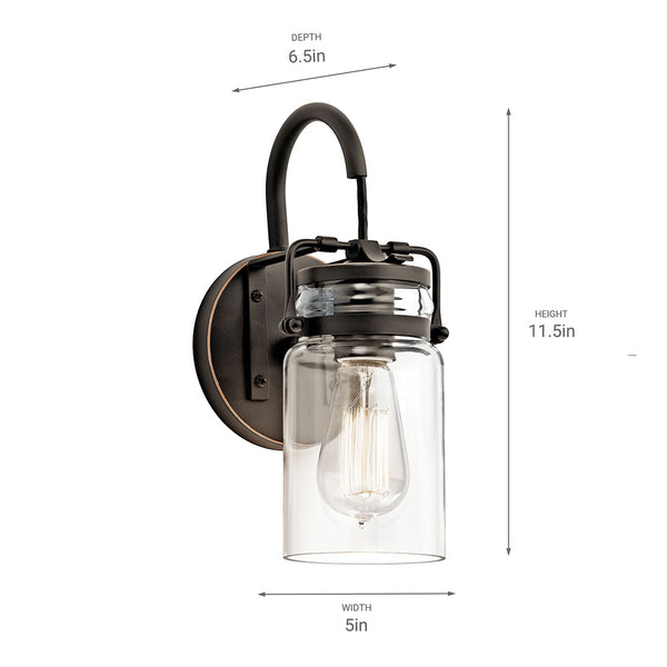 Findlay 5" One Light Wall Sconce, Clear Glass / Olde Bronze