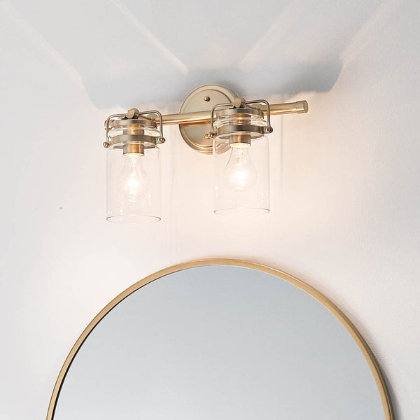 Findlay 16" Two Lights Vanity Light, Clear Glass / Champagne Bronze