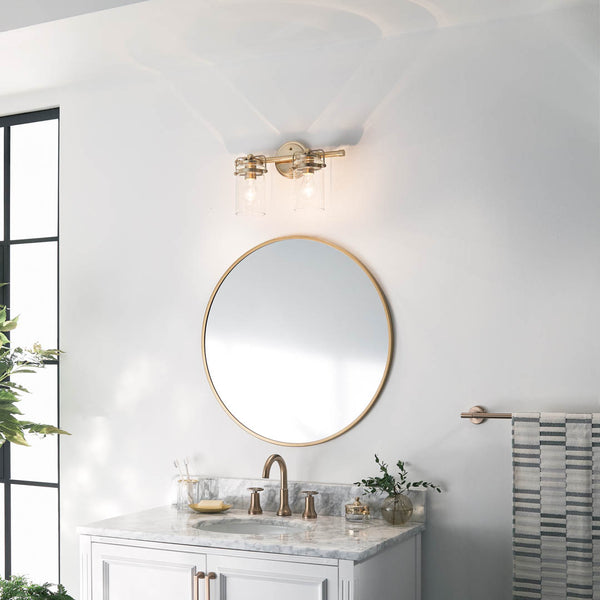 Findlay 16" Two Lights Vanity Light, Clear Glass / Champagne Bronze