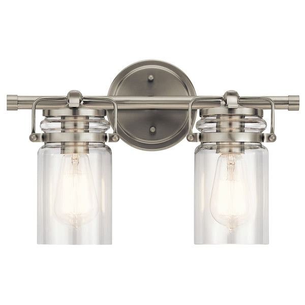 Findlay 16" Two Lights Vanity Light, Clear Glass / Brushed Nickel