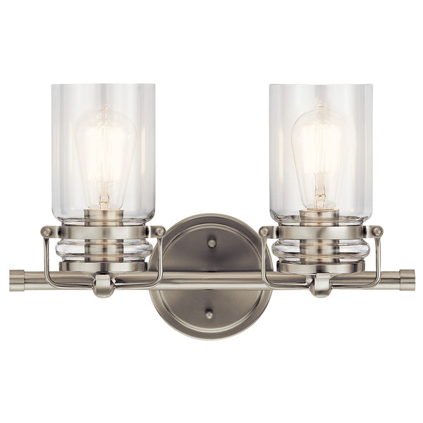 Findlay 16" Two Lights Vanity Light, Clear Glass / Brushed Nickel