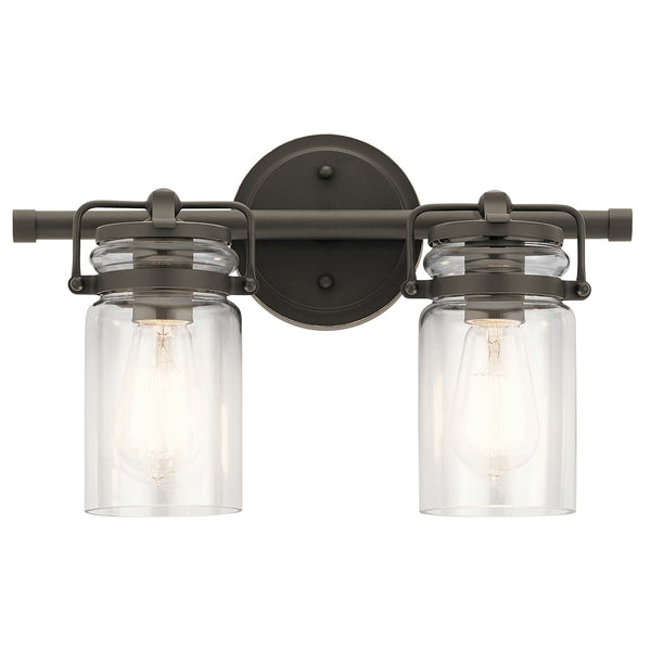 Findlay 16" Two Lights Vanity Light, Clear Glass / Olde Bronze
