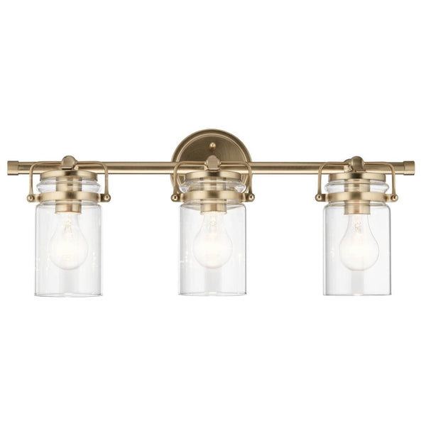 Findlay 24" Three Lights Vanity Light, Clear Glass / Champagne Bronze