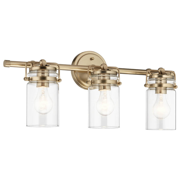 Findlay 24" Three Lights Vanity Light, Clear Glass / Champagne Bronze