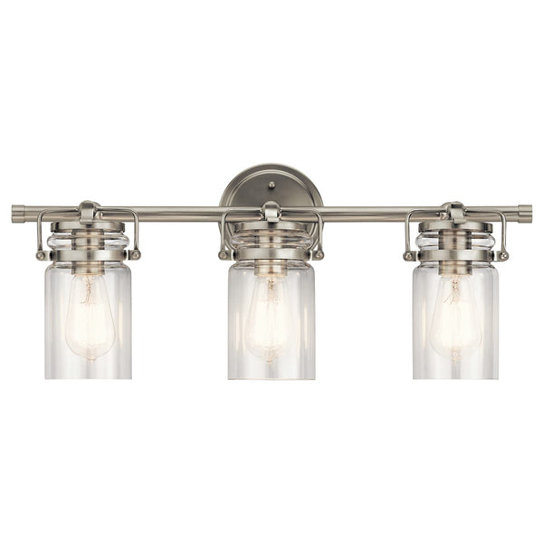 Findlay 24" Three Lights Vanity Light, Clear Glass / Brushed Nickel