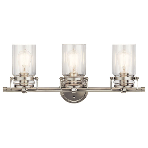 Findlay 24" Three Lights Vanity Light, Clear Glass / Brushed Nickel
