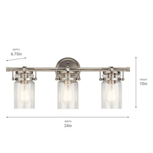 Findlay 24" Three Lights Vanity Light, Clear Glass / Brushed Nickel