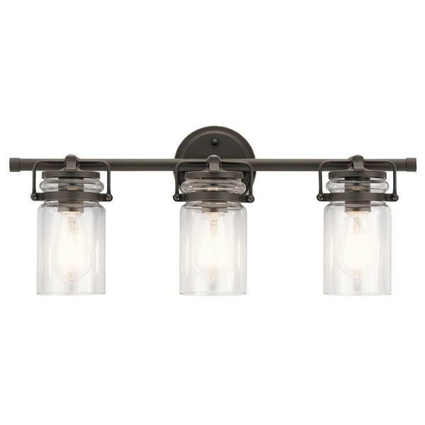 Findlay 24" Three Lights Vanity Light, Clear Glass / Olde Bronze