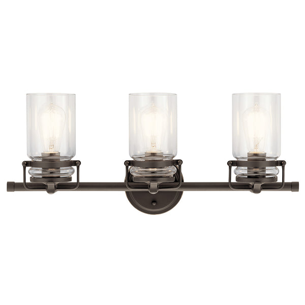 Findlay 24" Three Lights Vanity Light, Clear Glass / Olde Bronze