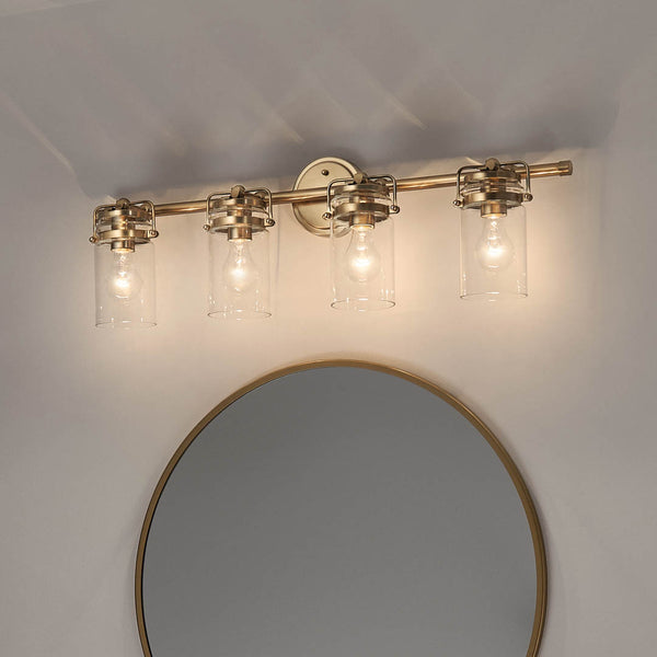 Findlay 32" Four Lights Vanity Light, Clear Glass / Champagne Bronze