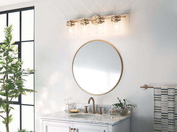 Findlay 32" Four Lights Vanity Light, Clear Glass / Champagne Bronze