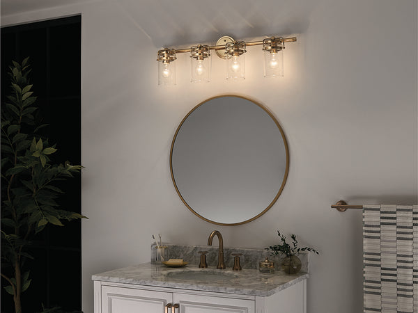Findlay 32" Four Lights Vanity Light, Clear Glass / Champagne Bronze