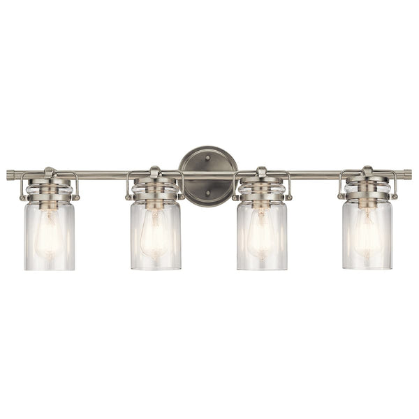 Findlay 32" Four Lights Vanity Light, Clear Glass / Brushed Nickel