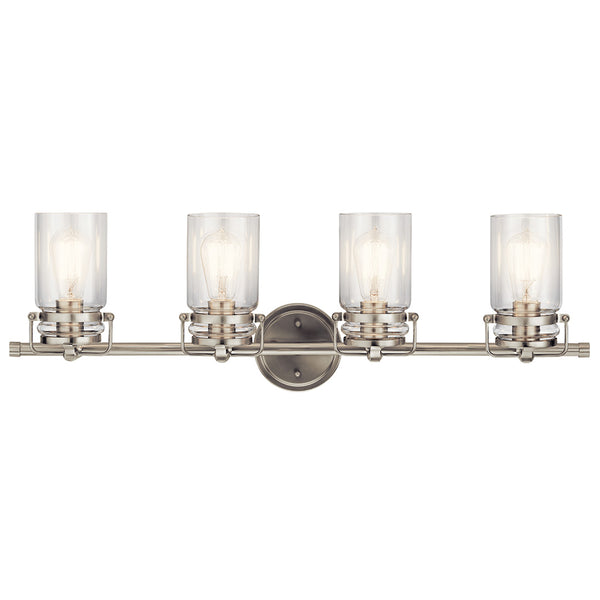 Findlay 32" Four Lights Vanity Light, Clear Glass / Brushed Nickel