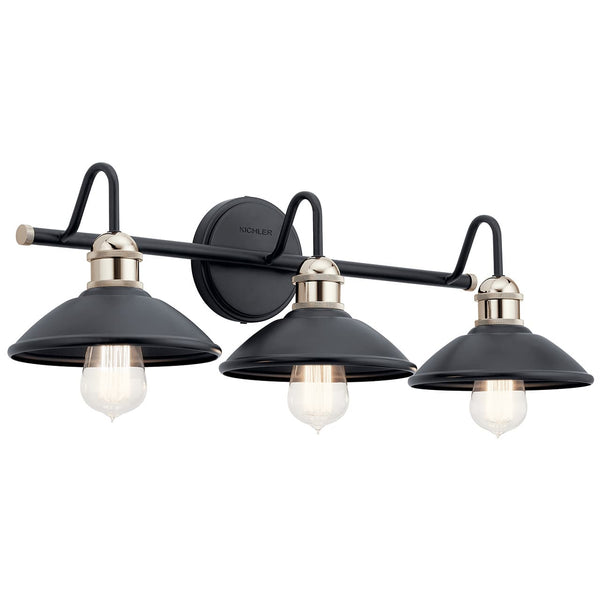 Rivet 26" Three Lights Vanity Light, Black