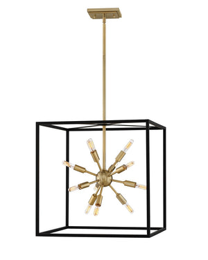 Aros 20" Twelve Lights Large Open Frame Pendant, Black