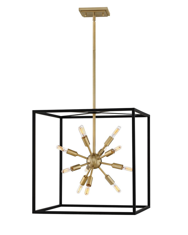 Aros 20" Twelve Lights Large Open Frame Pendant, Black