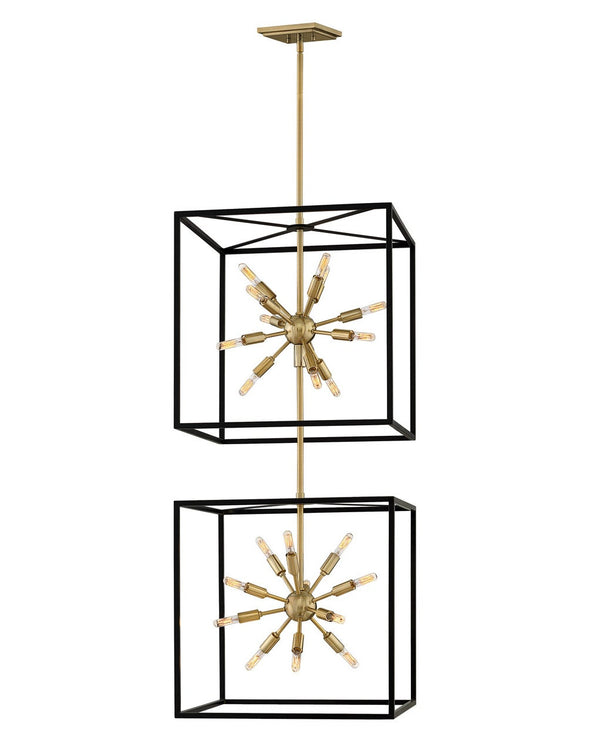 Aros 20" Twenty Four Lights Large Open Frame Pendant, Black