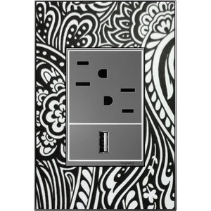 adorne® AWM1G3M4 Custom One-Gang-Plus Screwless Wall Plate, Magnesium Trim