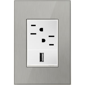adorne® AWM1G3MS4 Brushed Stainless One-Gang-Plus Screwless Wall Plate