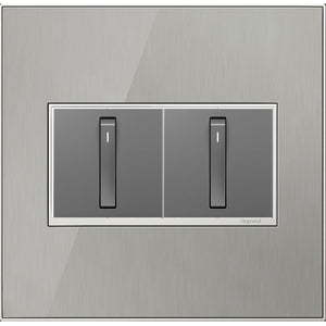 adorne® AWM2GMS4 Brushed Stainless Two-Gang Screwless Wall Plate