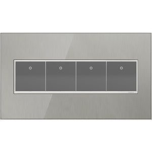 adorne® AWM4GMS4 Brushed Stainless Four-Gang Screwless Wall Plate