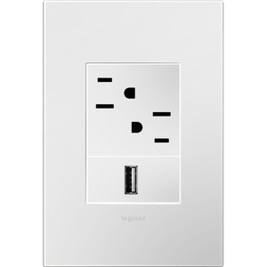 adorne® AWP1G3WH4 Gloss White One-Gang-Plus Screwless Wall Plate with Microban®