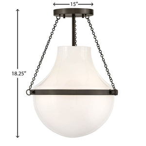 Slate 15" One Light Medium Semi-Flush Mount, Black Oxide