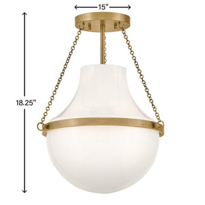 Slate 15" One Light Medium Semi-Flush Mount, Heritage Brass