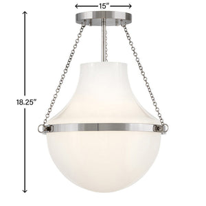 Slate 15" One Light Medium Semi Flush Mount, Polished Nickel