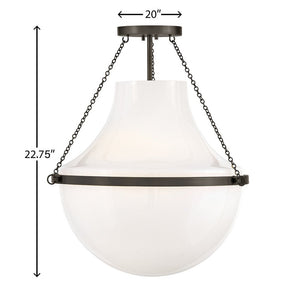 Slate 20" One Light Medium Semi-Flush Mount, Black Oxide