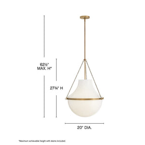 Slate 20" One Light Large Pendant, Heritage Brass