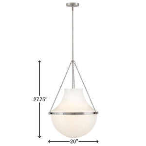 Slate 20" One Light Large Pendant, Polished Nickel