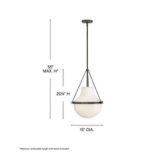 Slate 15" One Light Medium Pendant, Black Oxide