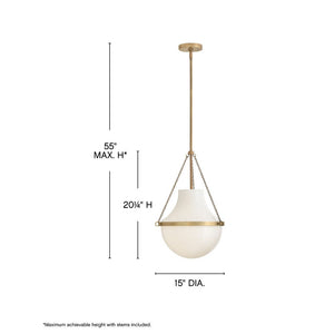 Slate 15" One Light Medium Pendant, Heritage Brass