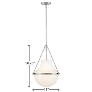 Slate 15" One Light Medium Pendant, Polished Nickel