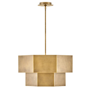 Chime 22" Seven Lights Medium Convertible Chandelier, Heritage Brass