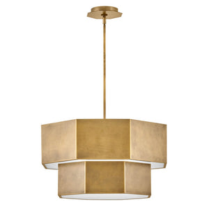 Chime 22" Seven Lights Medium Convertible Chandelier, Heritage Brass