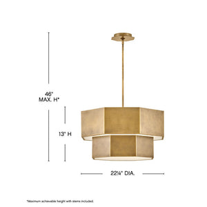 Chime 22" Seven Lights Medium Convertible Chandelier, Heritage Brass