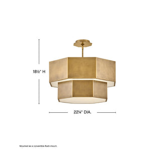 Chime 22" Seven Lights Medium Convertible Chandelier, Heritage Brass