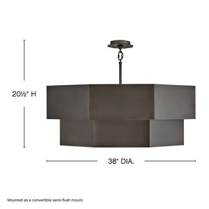 Chime 38" Twelve Lights Medium Convertible Chandelier, Black Oxide